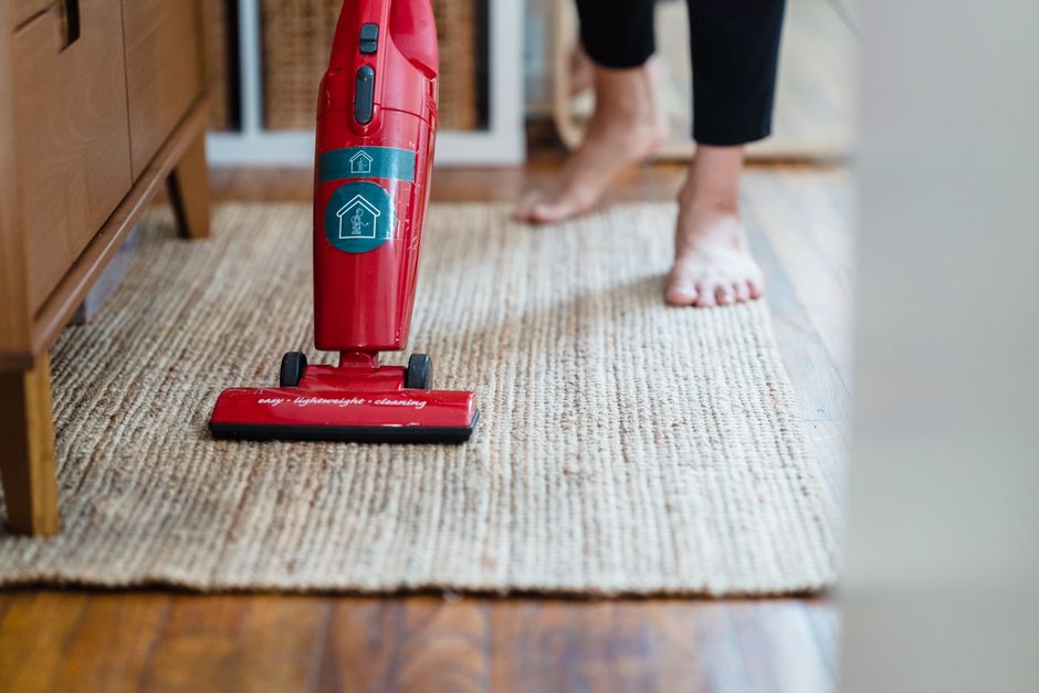 Vacuuming and deep cleaning carpet